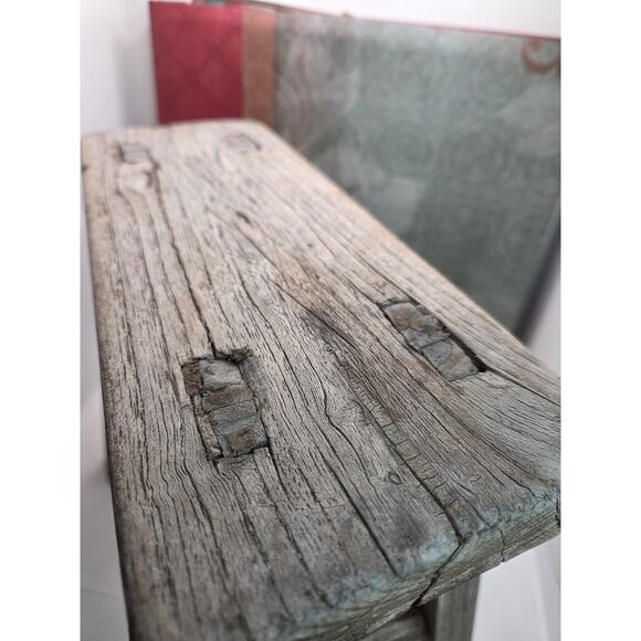 Vintage Chinese Elm Wood Worker Stool 11 X 10 X 4.5 Inch Rustic Sturdy - Picture 3 of 10